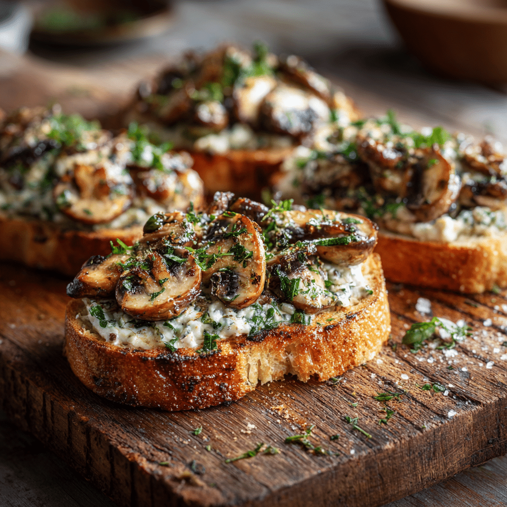 Creamy Garlic Mushroom Toast Recipe - Recipe Image