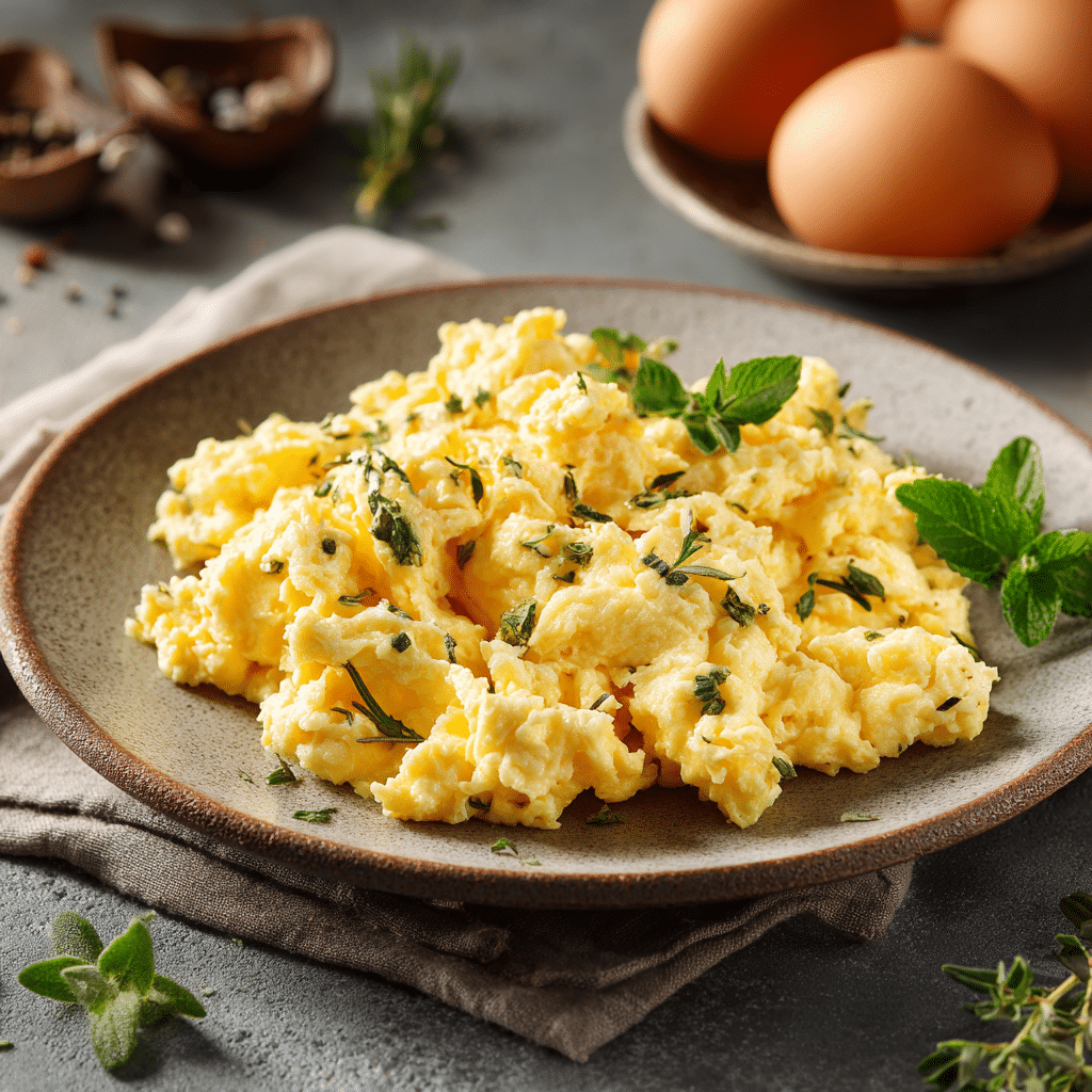 Creamy Scrambled Eggs with Herbs Recipe - Recipe Image