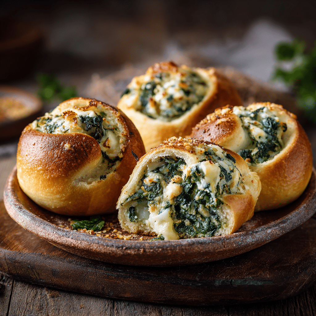 Creamy Spinach & Cheese Breakfast Rolls Recipe - Recipe Image