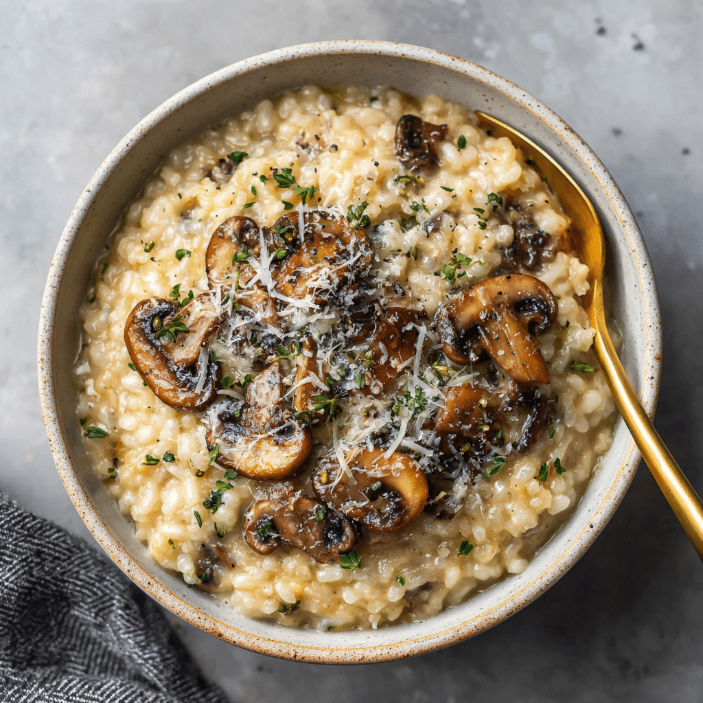 Creamy Mushroom Parmesan Risotto Recipe - Recipe Image