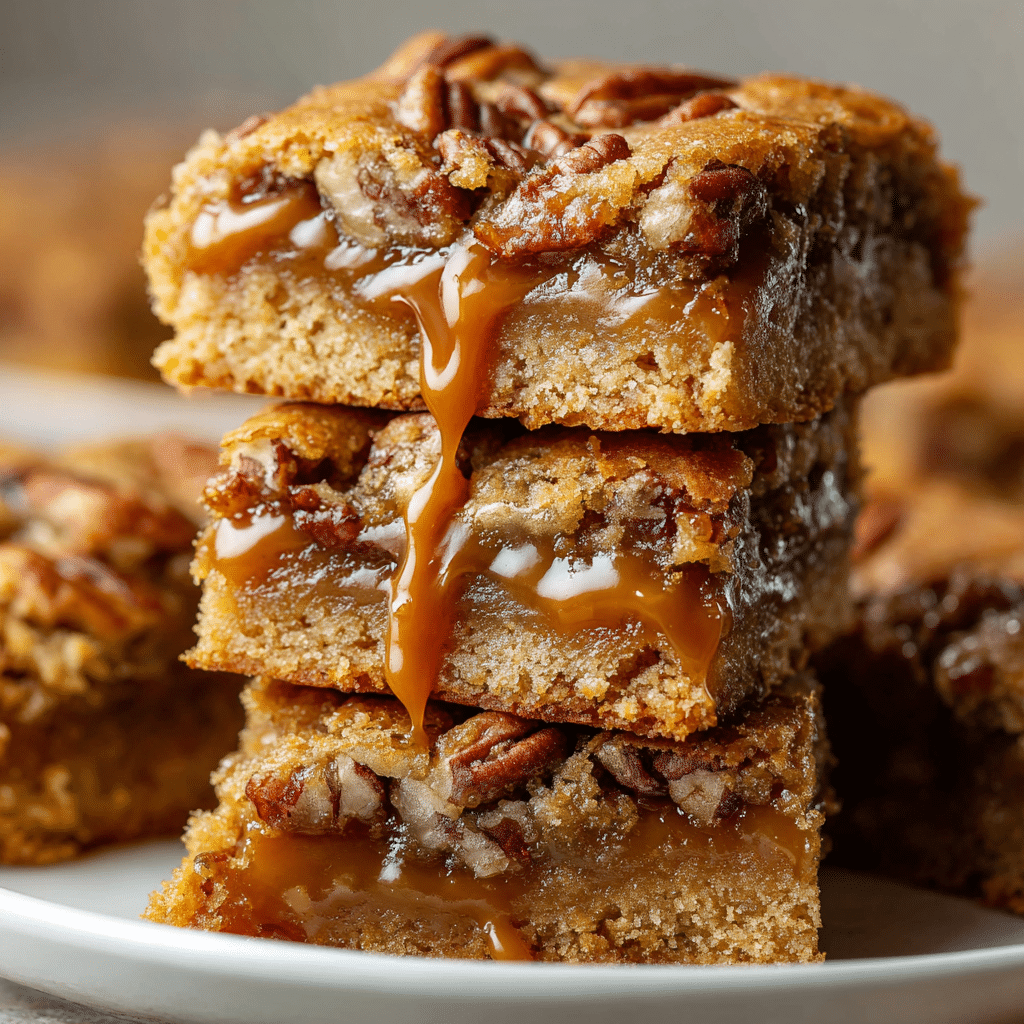 Salted Caramel Pecan Blondies Recipe - Recipe Image
