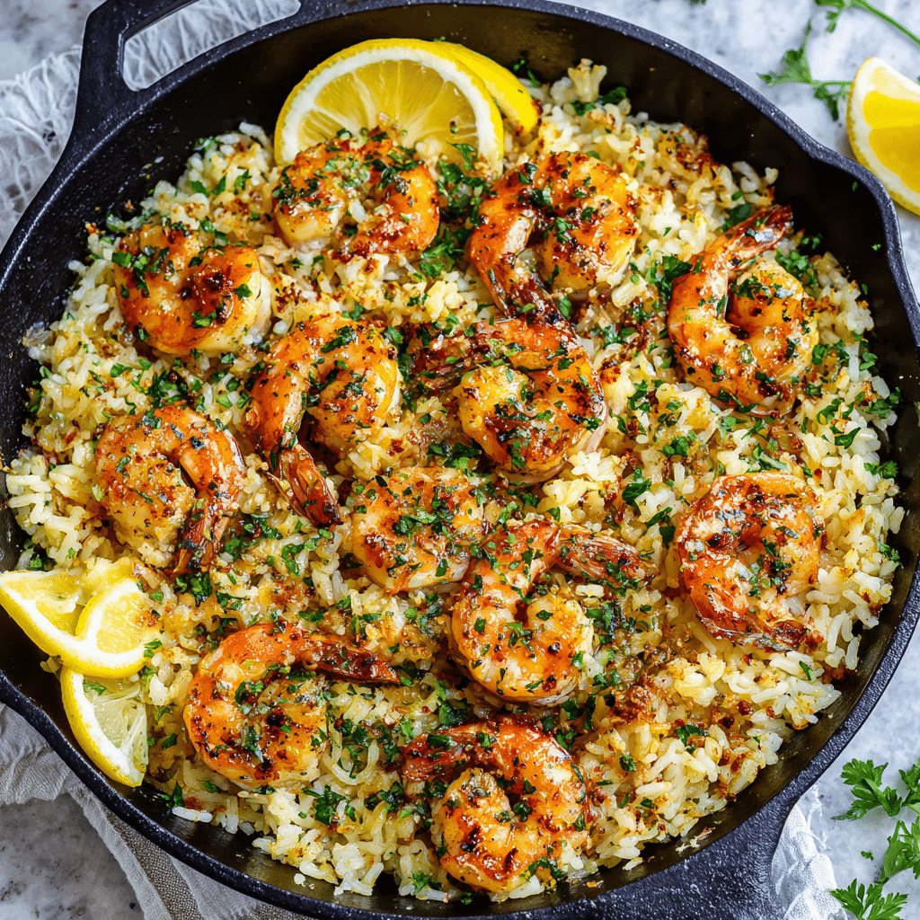 garlic shrimp and rice skillet - Recipe Image