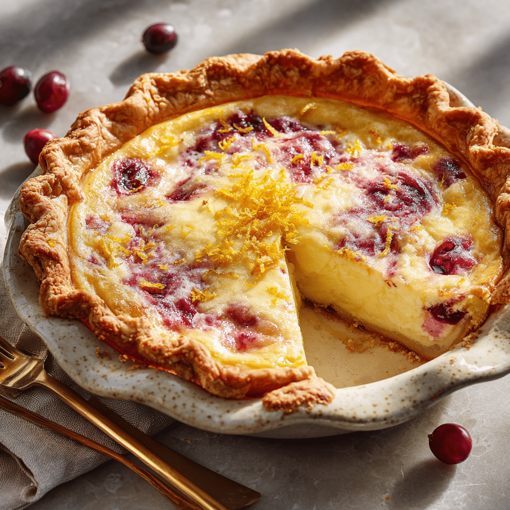 Cranberry Orange Custard Pie Recipe - Recipe Image