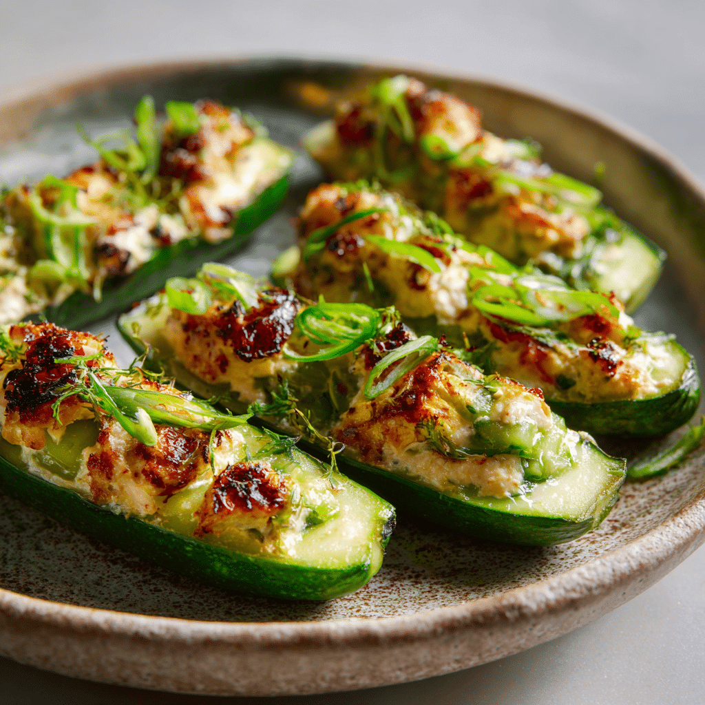 Creamy Sushi Bake Stuffed Cucumbers (Baked Style) Recipe - Recipe Image