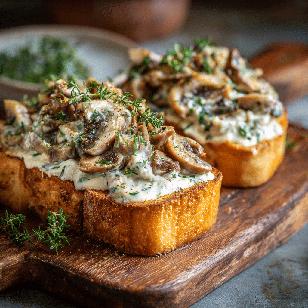 Creamy Garlic Mushroom Toast Recipe - Recipe Image
