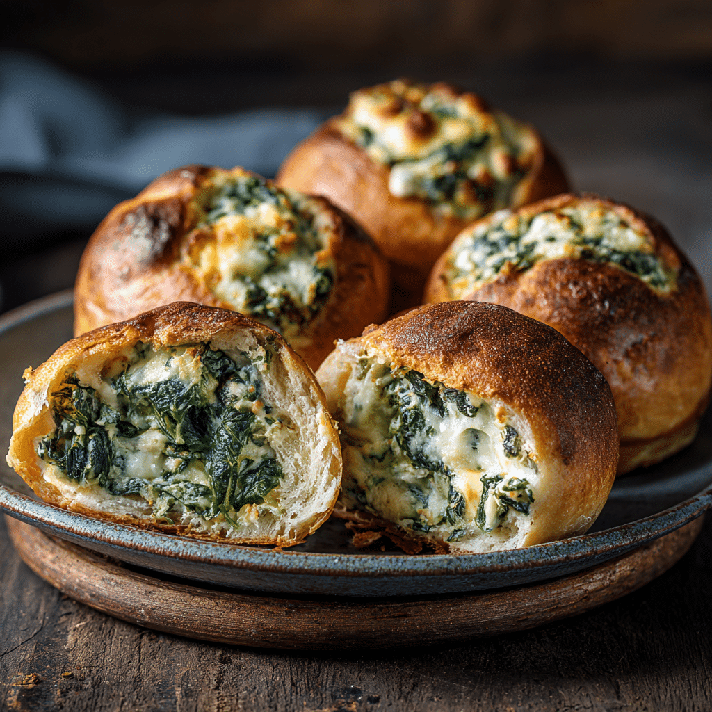 Creamy Spinach & Cheese Breakfast Rolls Recipe - Recipe Image