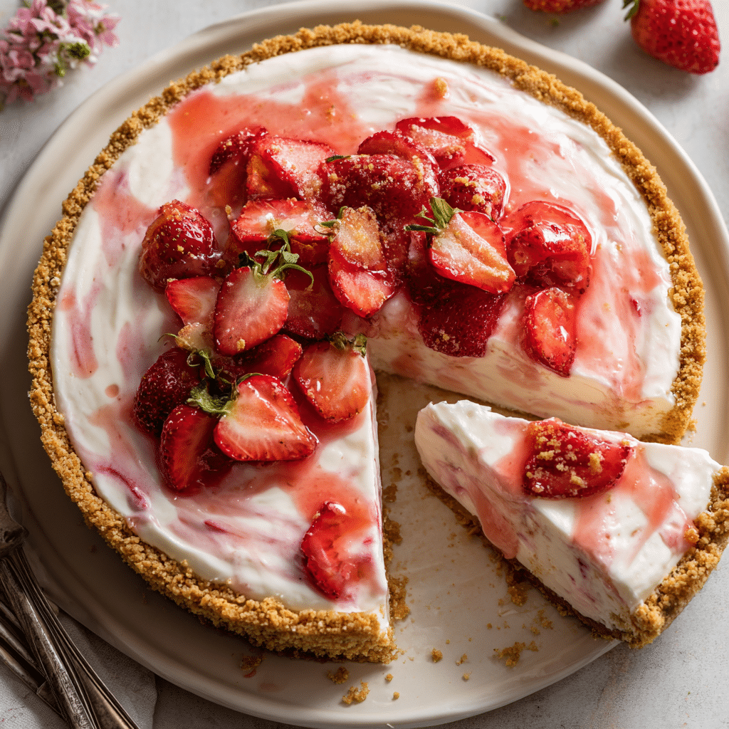 No-Bake Strawberry Yogurt Pie Recipe - Recipe Image