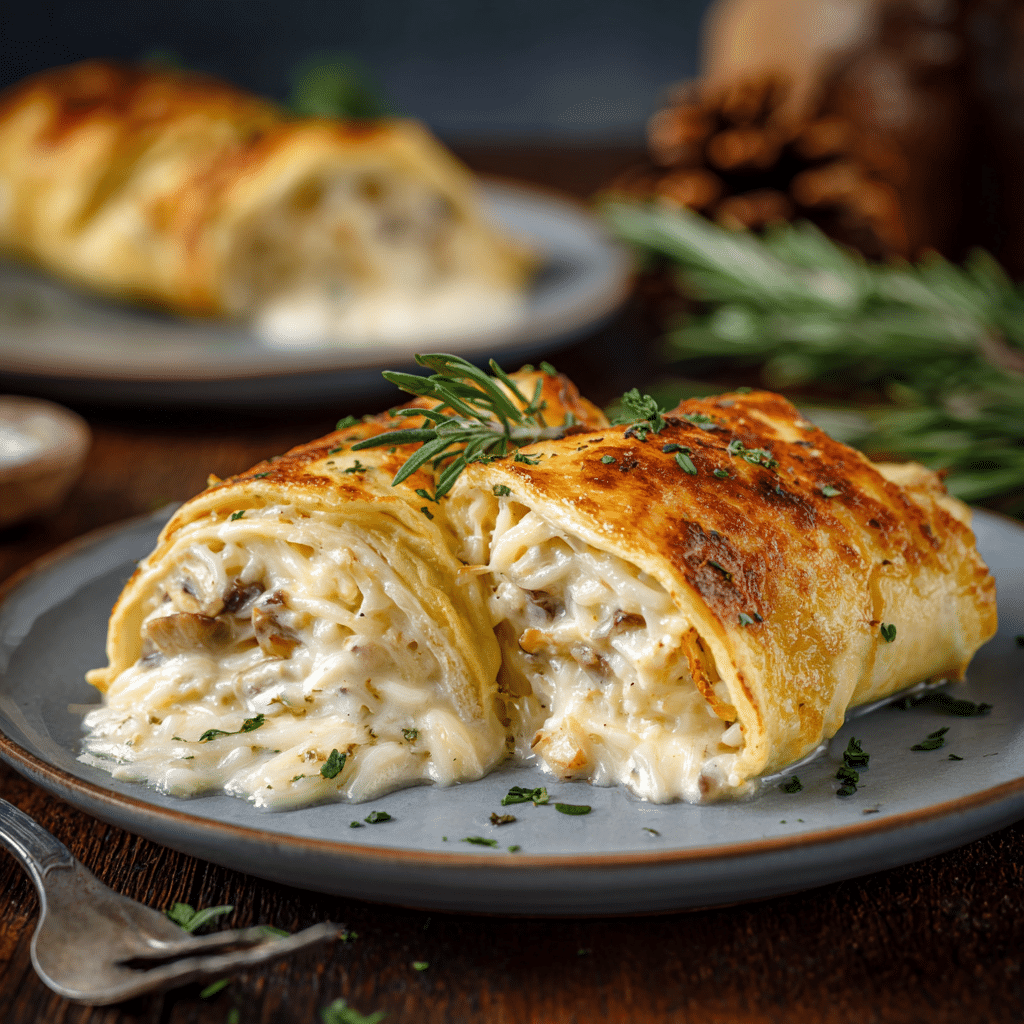 Creamy Rice-Stuffed Savory Crepes Bake Recipe - Recipe Image