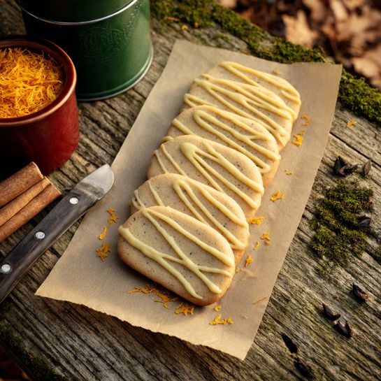 Cardamom Shortbread Cookies with Zesty Orange Glaze Recipe - Recipe Image