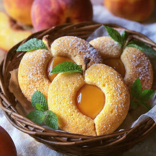 Whimsical Peach Cookies with Dulce de Leche Filling Recipe - Recipe Image