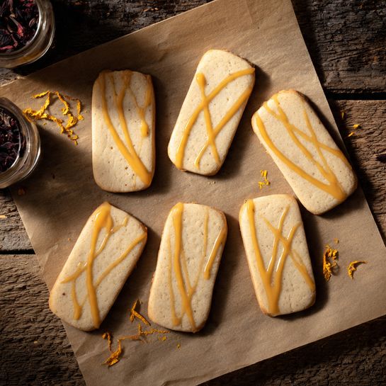 Cardamom Shortbread Cookies with Zesty Orange Glaze Recipe - Recipe Image