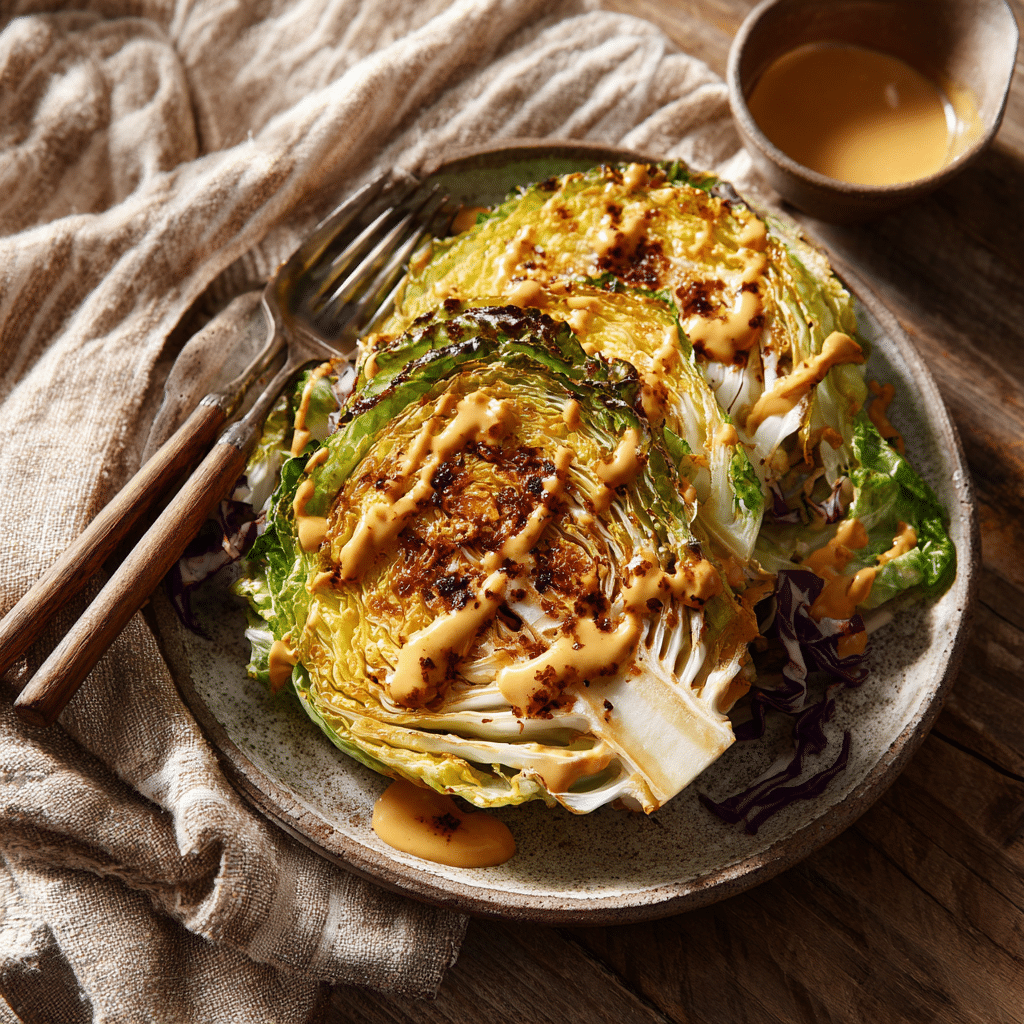 Crispy Cabbage Steaks with Peanut Glaze Recipe