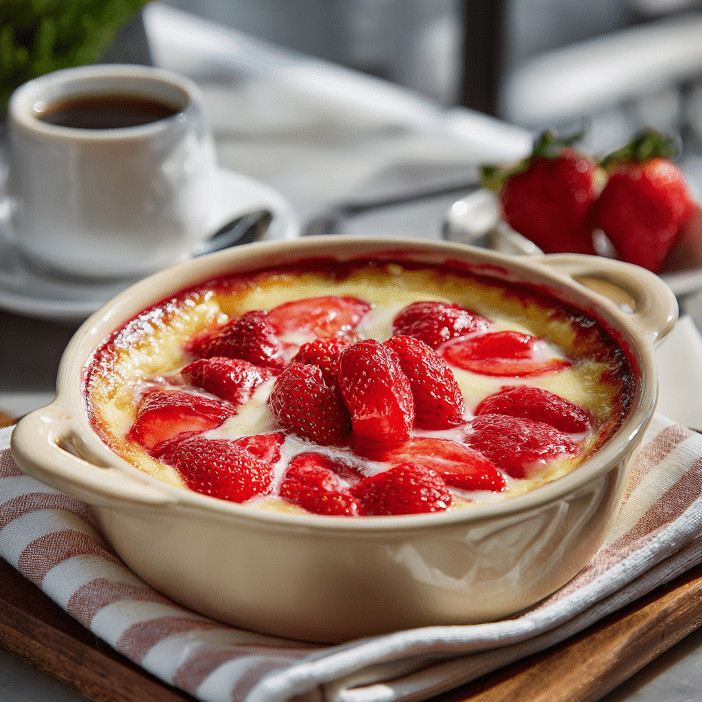 Baked Strawberry Milk Breakfast Custard Recipe