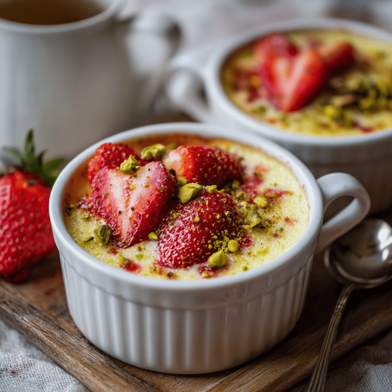 Baked Strawberry Pistachio Breakfast Custard Recipe