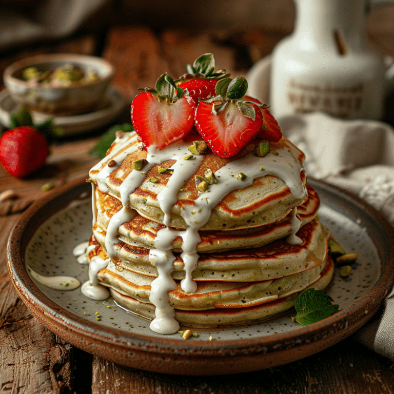 Pistachio Strawberry Yogurt Pancakes Recipe