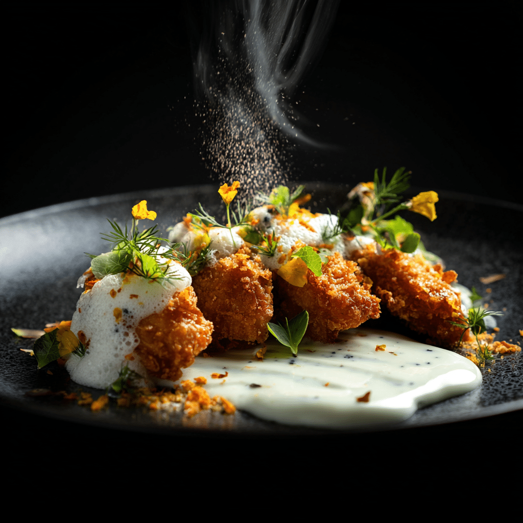 Luxury Crispy Chicken with Parmesan Foam Recipe - Recipe Image