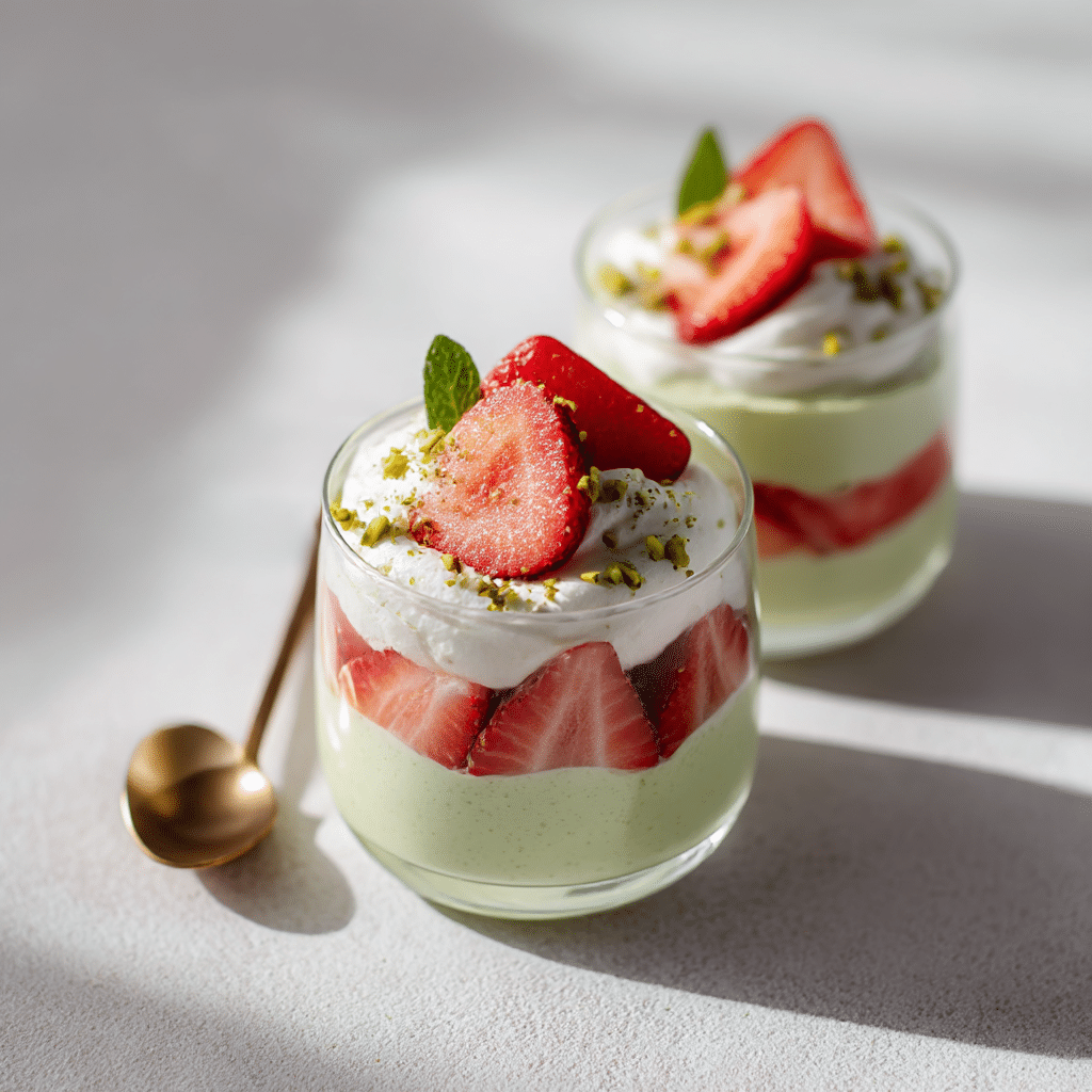 Pistachio Strawberry Cream Dessert Cups Recipe