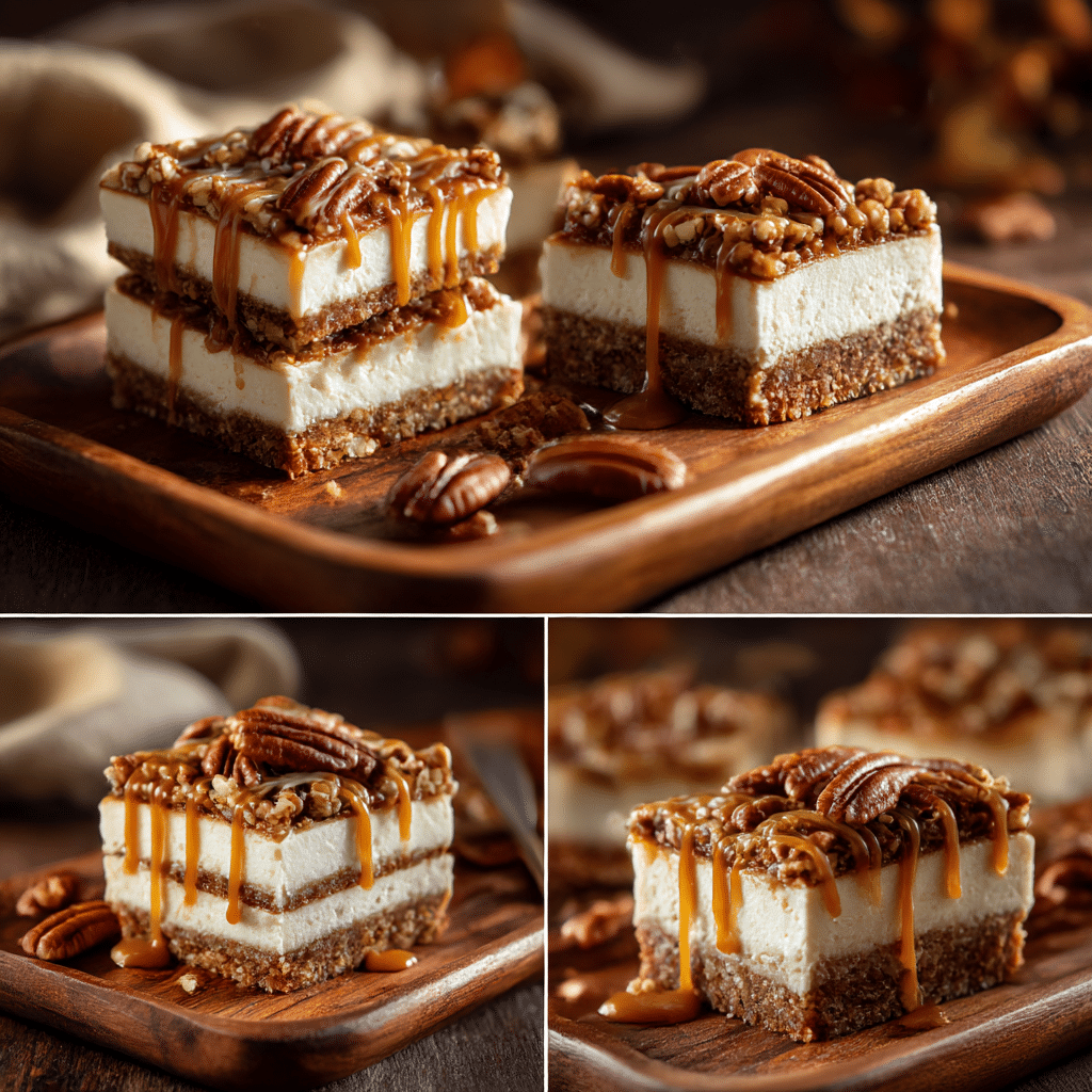 Caramel Pecan Cheesecake Bars Recipe - Recipe Image