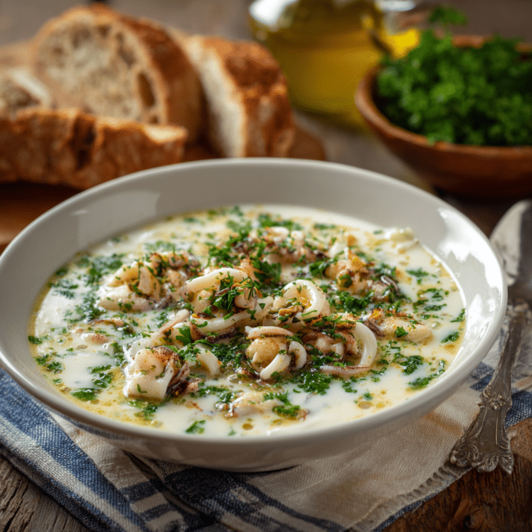 Creamy Squid Soup with Fresh Herbs: Silky Ocean Comfort Recipe