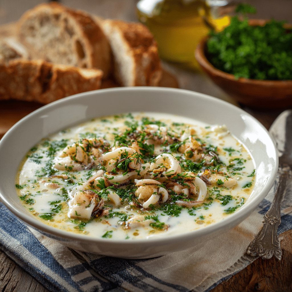 Creamy Squid Soup with Fresh Herbs: Silky Ocean Comfort Recipe