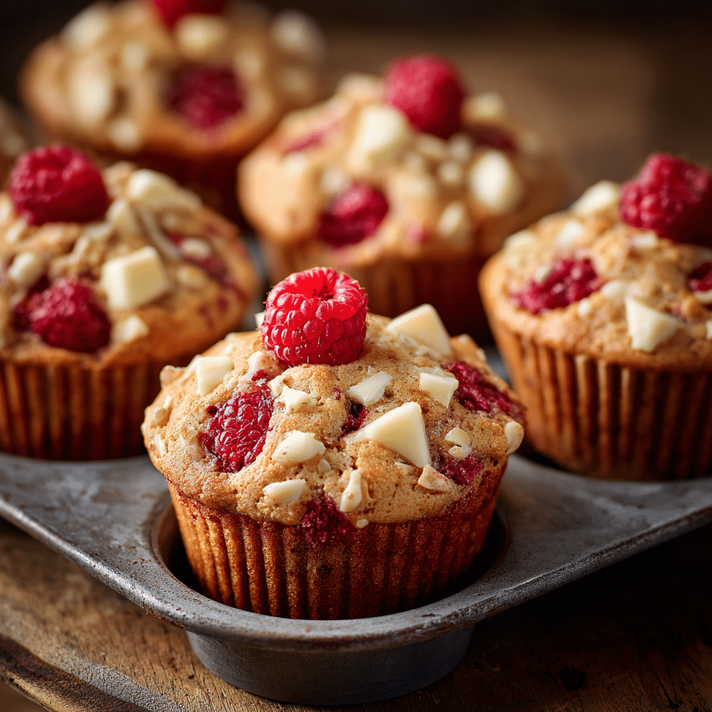 Vegan White Chocolate & Raspberry Muffins Recipe - Recipe Image