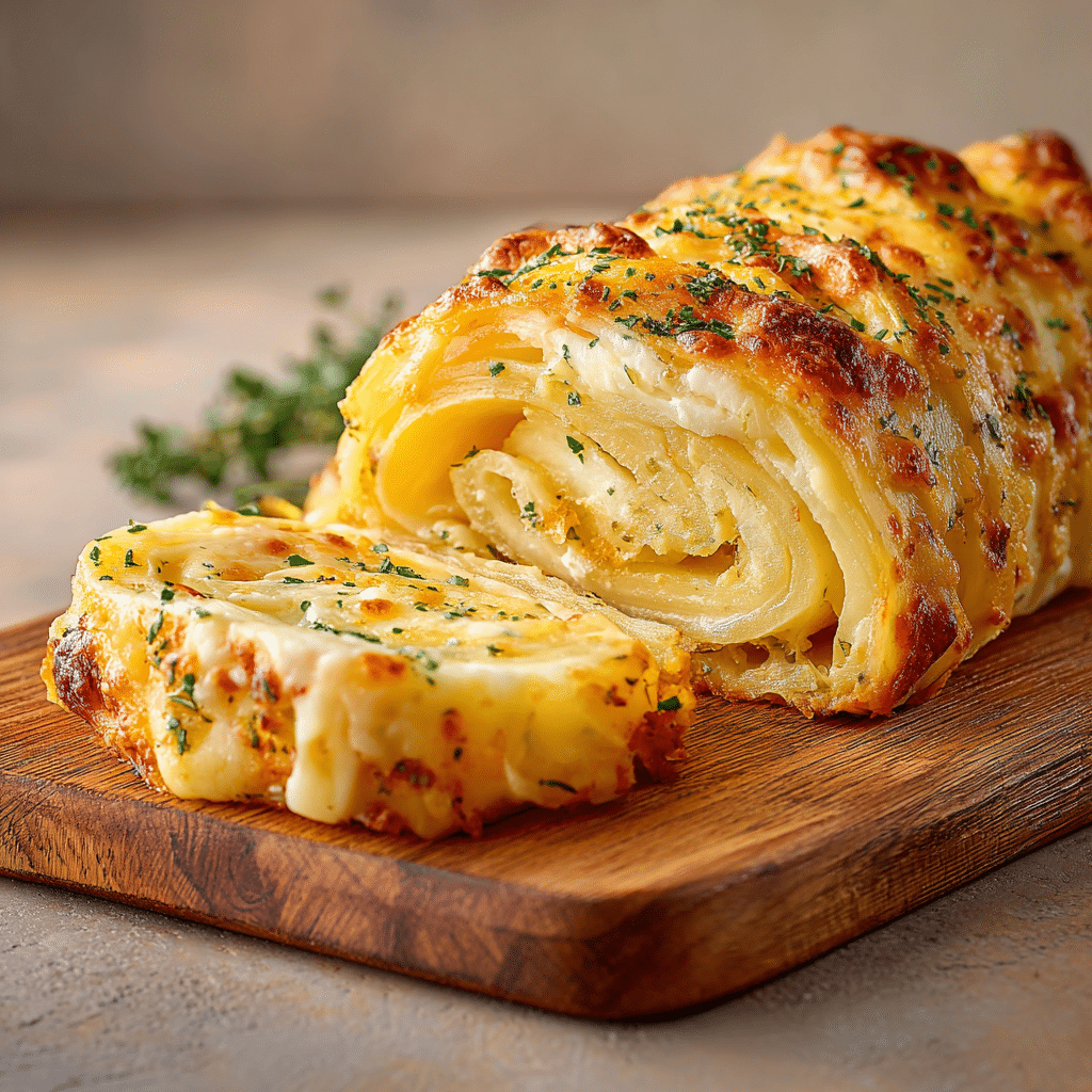 Cheesy Scalloped Potato Roll Recipe - Recipe Image