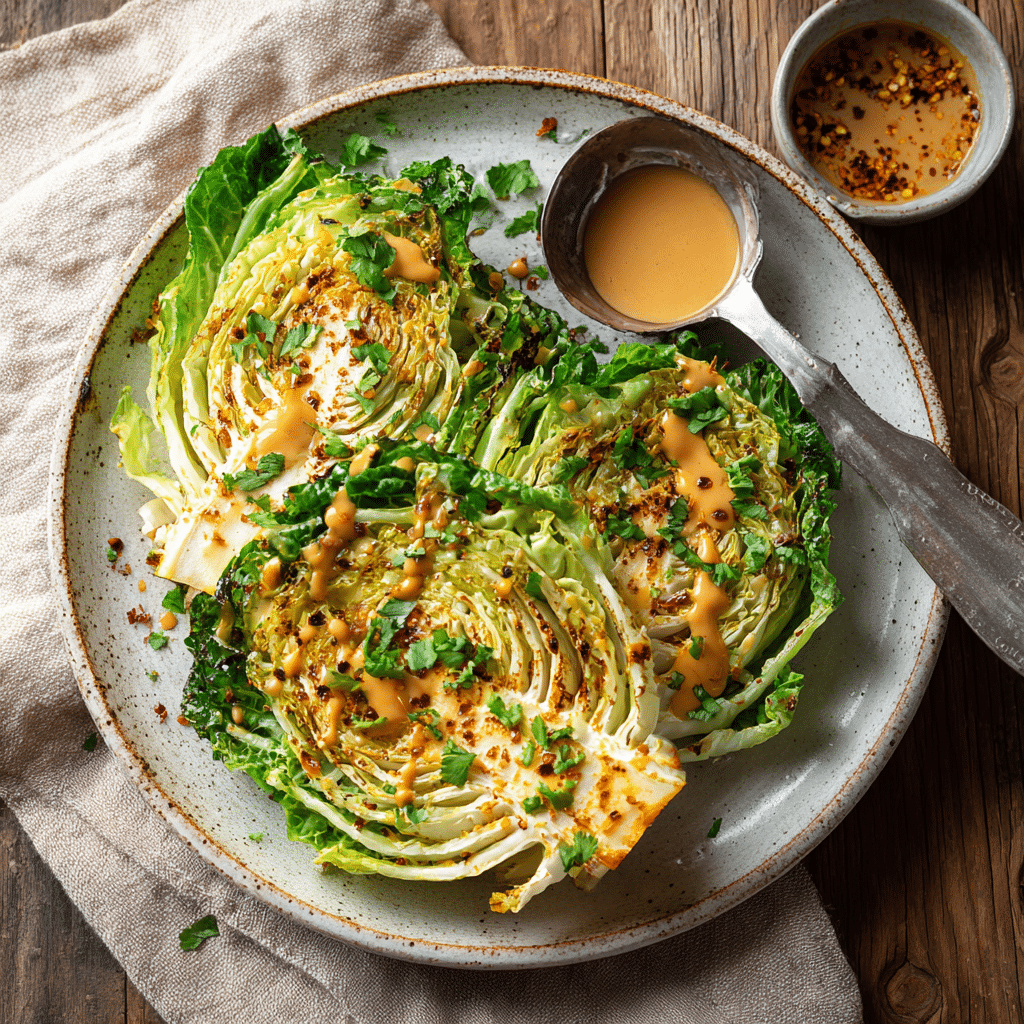 Crispy Cabbage Steaks with Peanut Glaze Recipe - Recipe Image