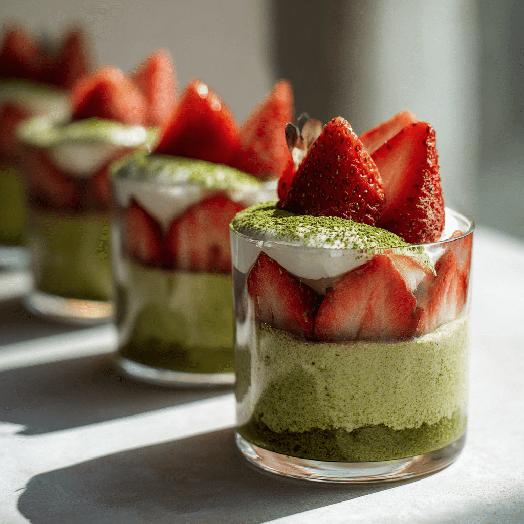 Strawberry Matcha Tiramisu Cups Recipe - Recipe Image