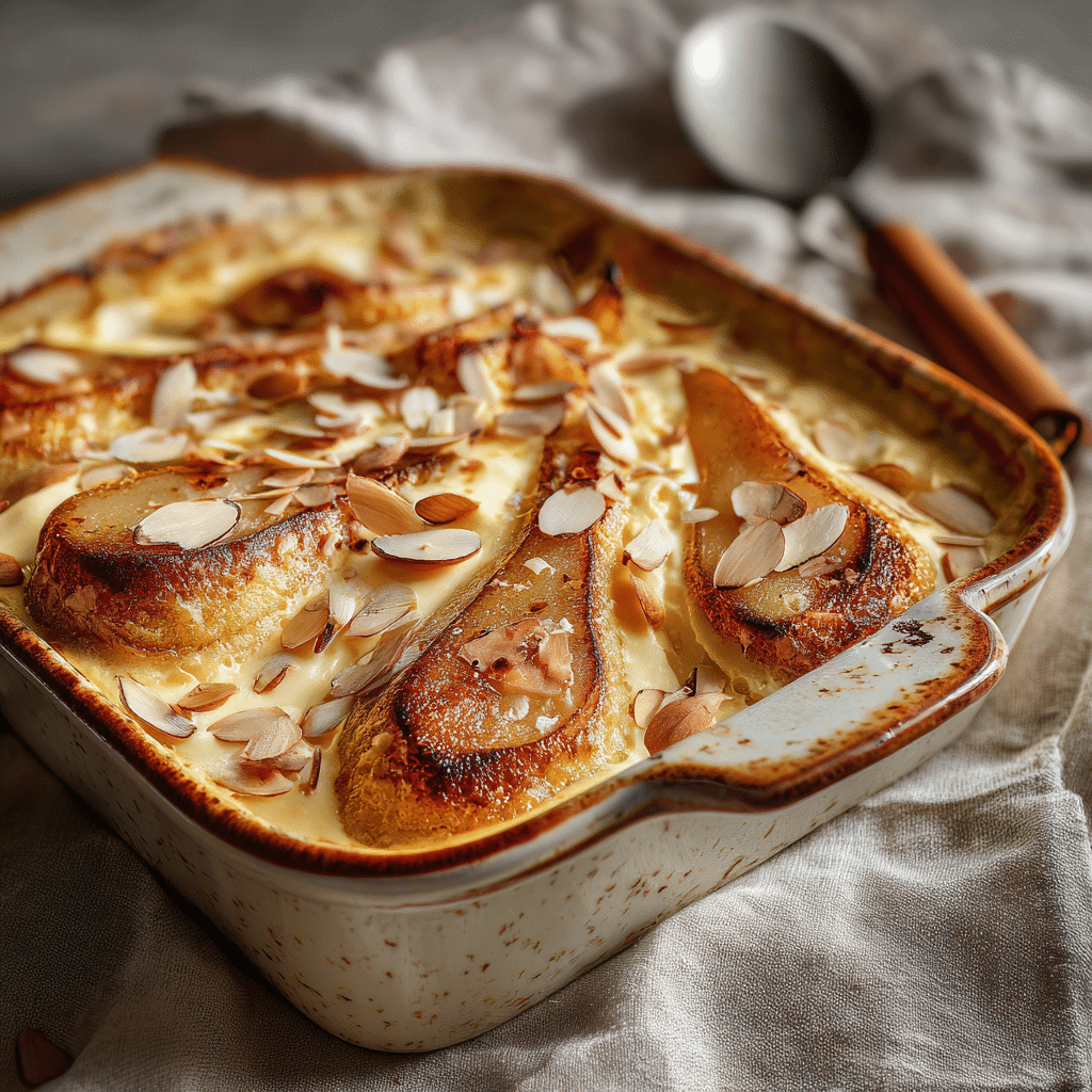 Baked Pear & Almond Breakfast Custard Recipe - Recipe Image