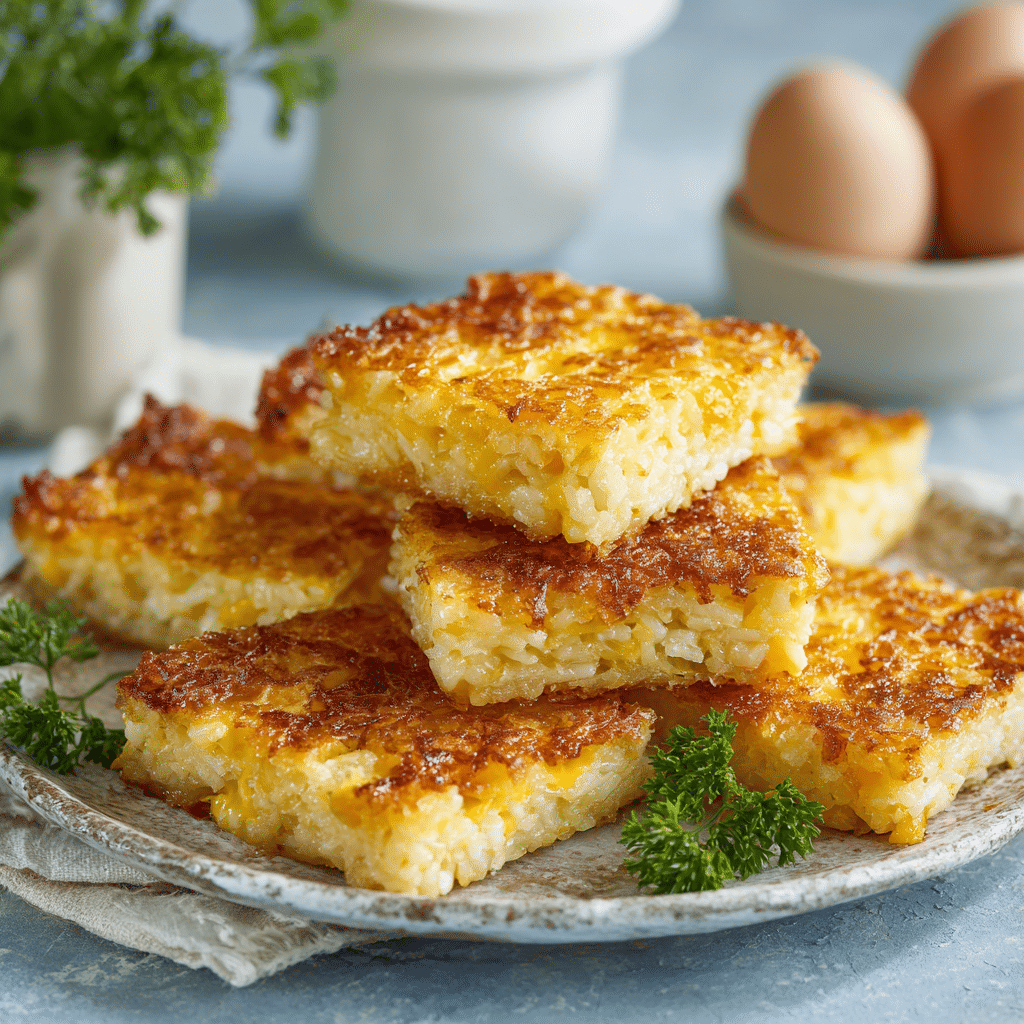 Crispy Rice & Cheese Breakfast Squares Recipe - Recipe Image