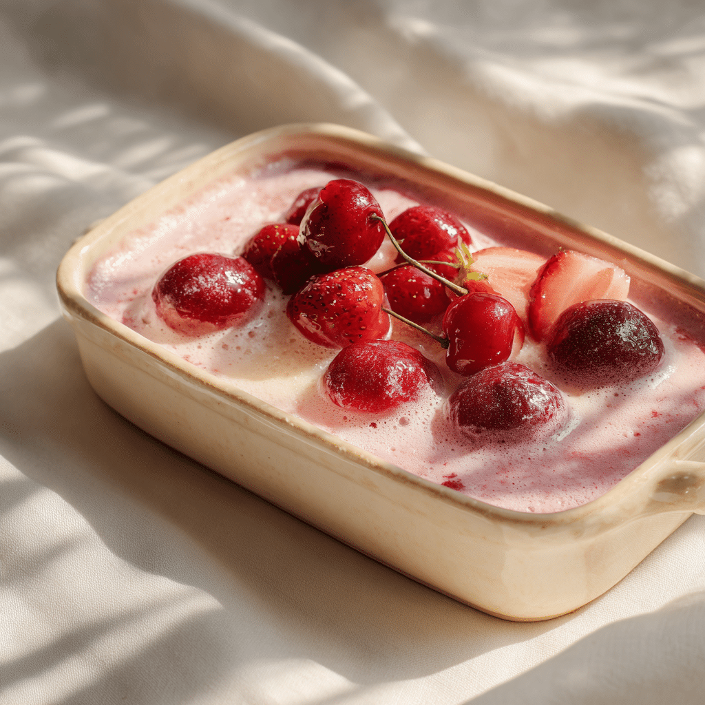 Baked Strawberry Milk Breakfast Custard Recipe - Recipe Image
