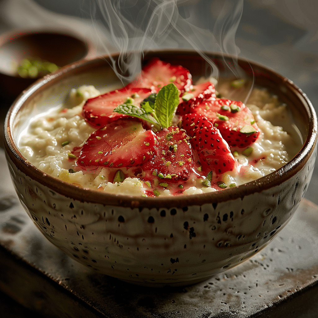 Creamy Pistachio Strawberry Rice Pudding Recipe - Recipe Image