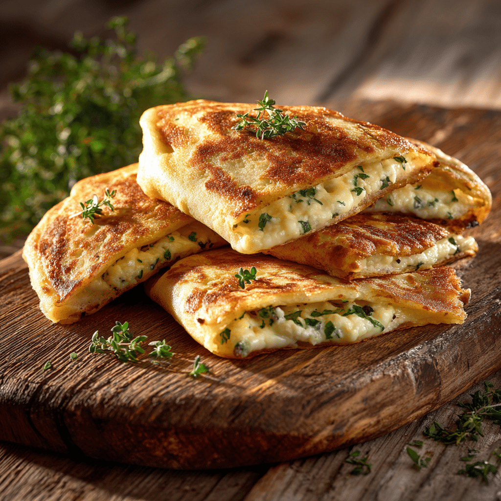 Savory Cheese-Stuffed Flat Pancakes Recipe - Recipe Image