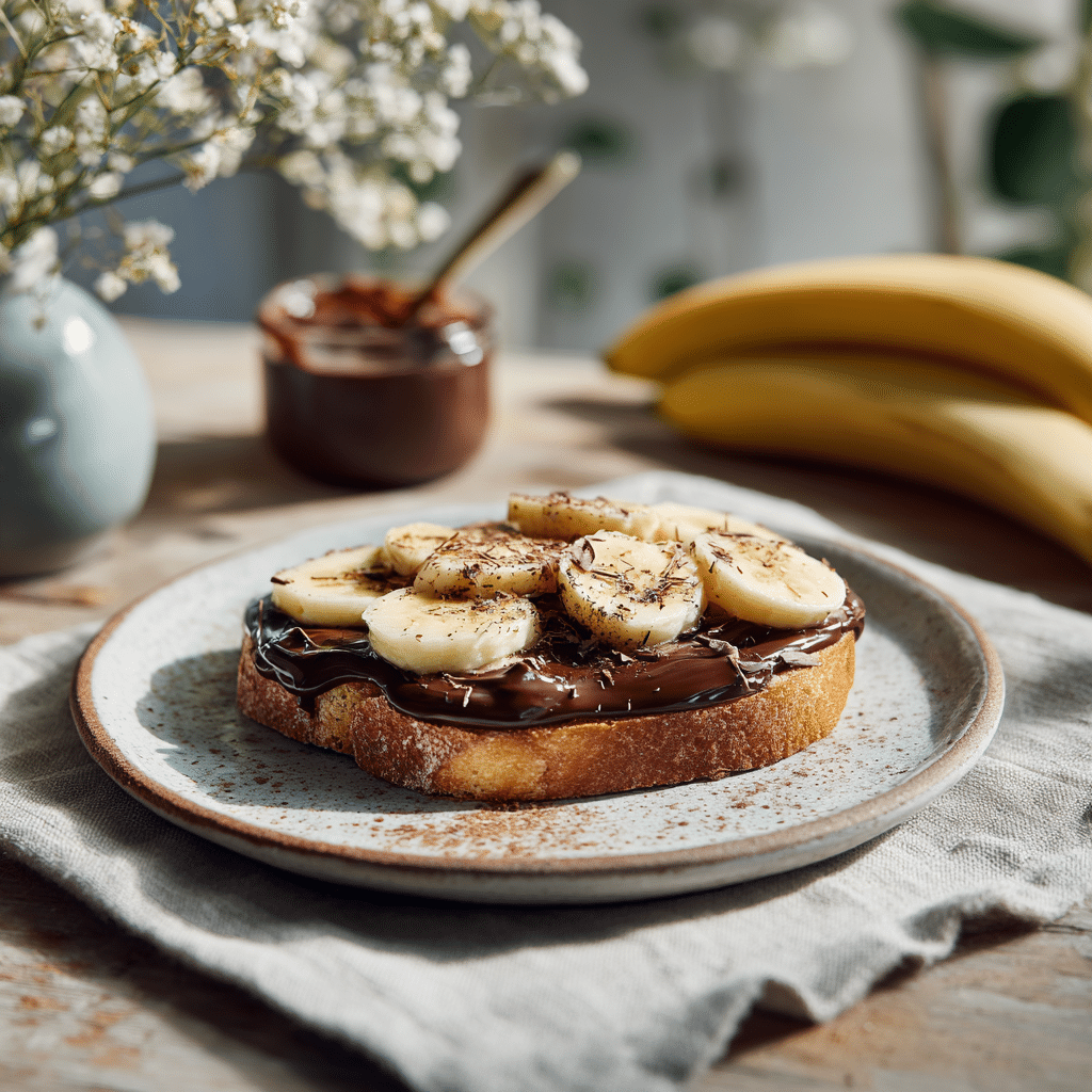 Simple Chocolate Banana Toast Recipe - Recipe Image