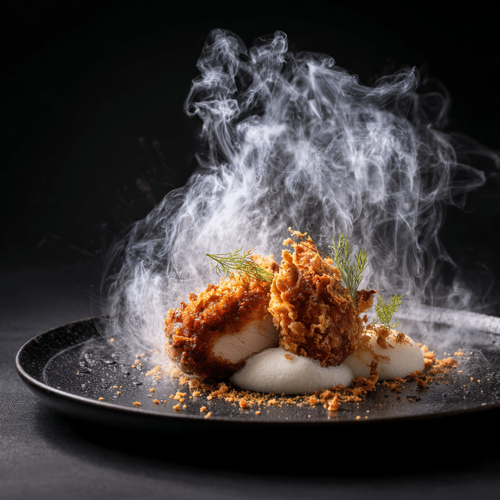 Luxury Crispy Chicken with Parmesan Foam Recipe - Recipe Image