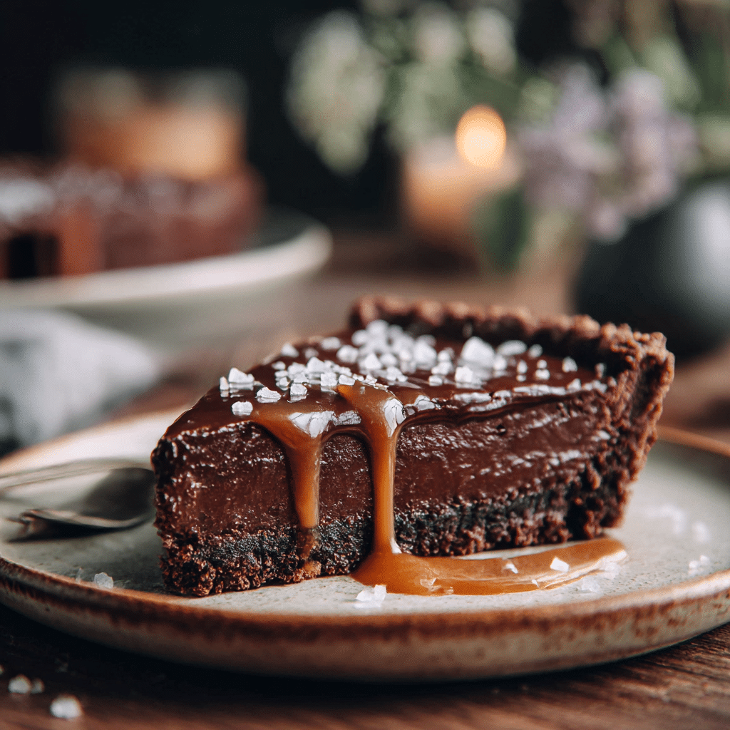 Vegan Salted Caramel Chocolate Tart Recipe - Recipe Image