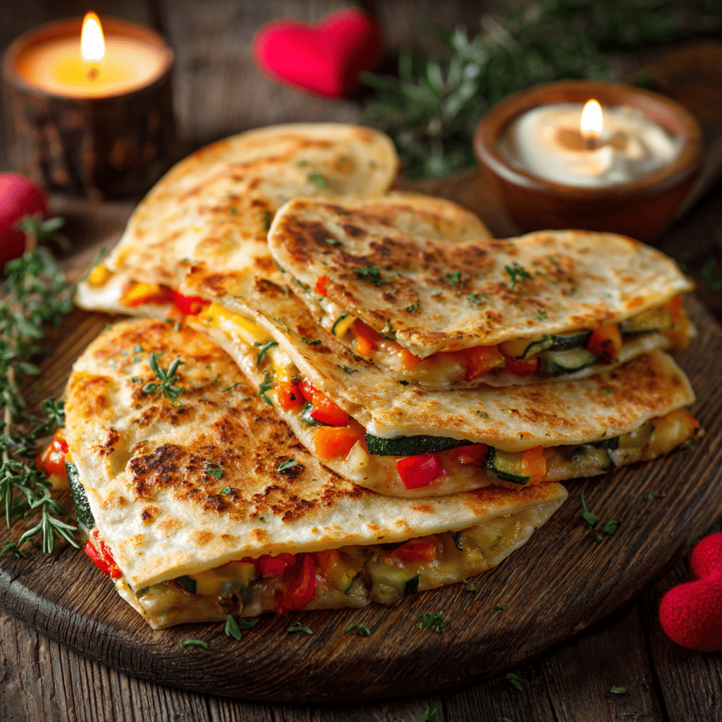 Heart-Shaped Veggie Quesadillas: Quick Romantic Snack Recipe - Recipe Image