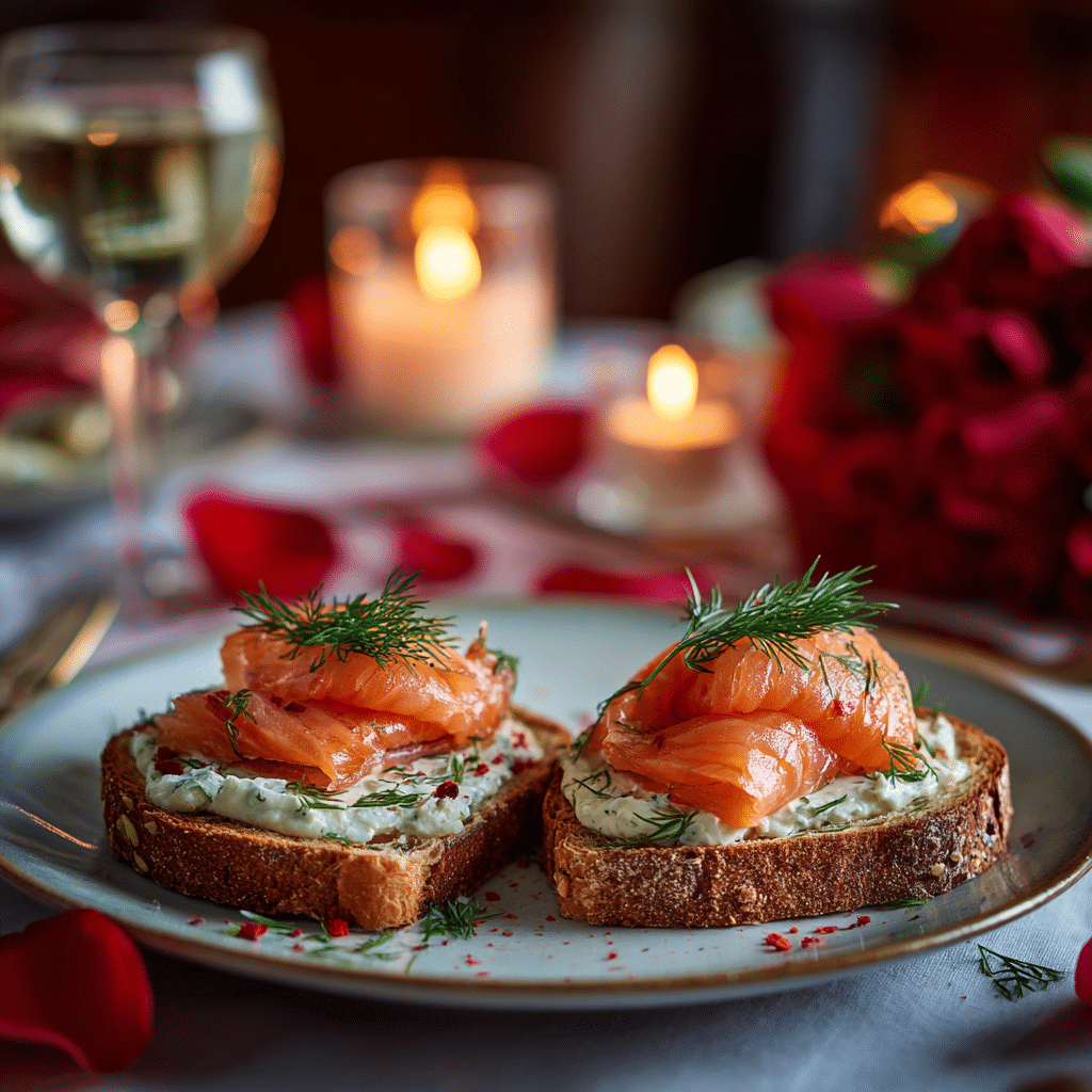 Heart-Shaped Toasts with Smoked Salmon: Elegant Quick Bite Recipe - Recipe Image