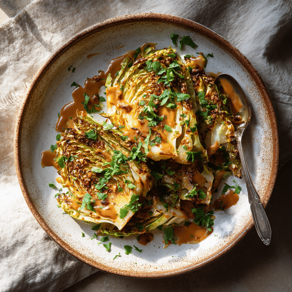 Crispy Cabbage Steaks with Peanut Glaze Recipe - Recipe Image