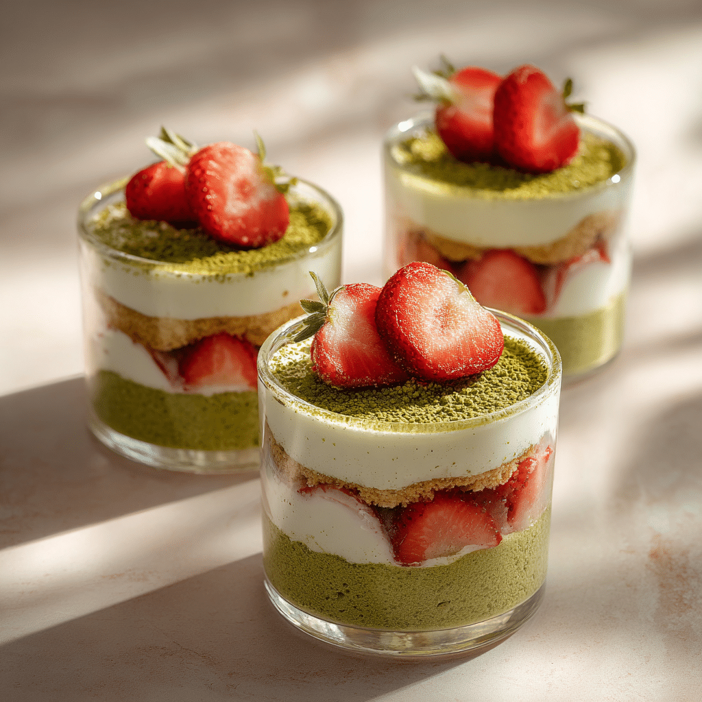 Strawberry Matcha Tiramisu Cups Recipe - Recipe Image