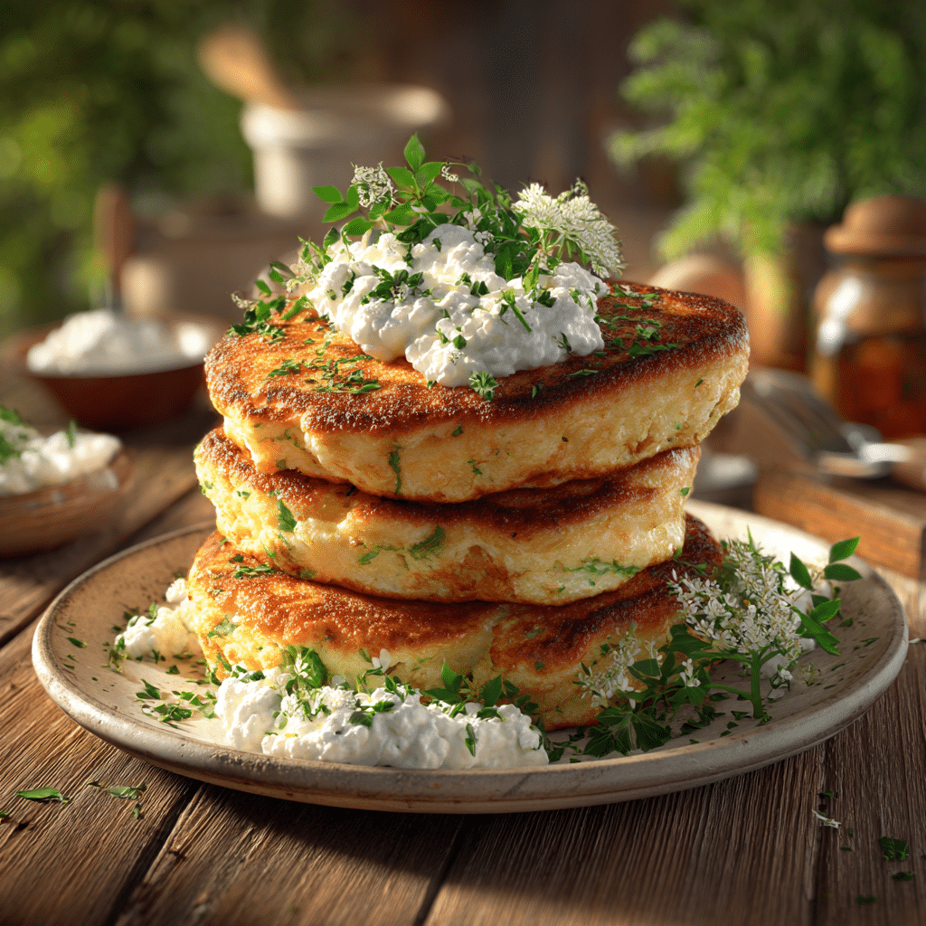 Savory Cottage Cheese Breakfast Pancakes Recipe - Recipe Image