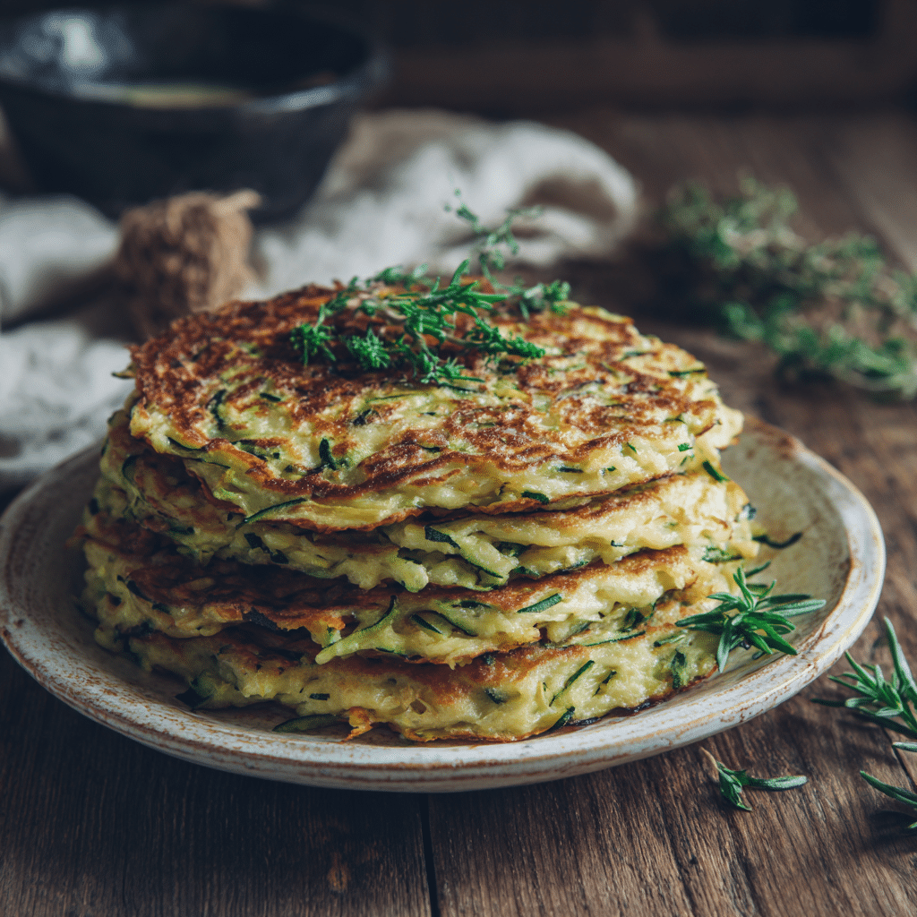 Savory Zucchini Herb Morning Pancake Recipe - Recipe Image