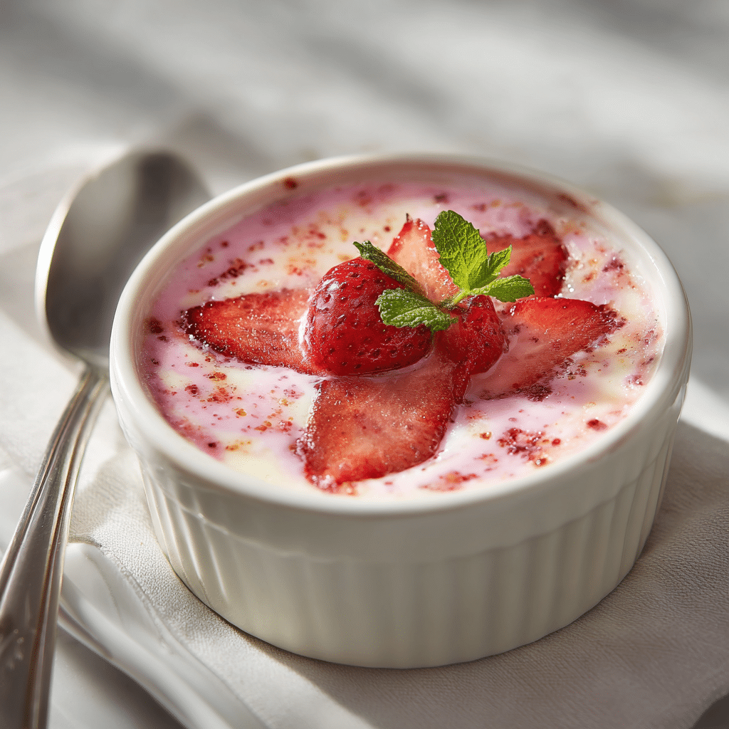 Baked Strawberry Milk Breakfast Custard Recipe - Recipe Image