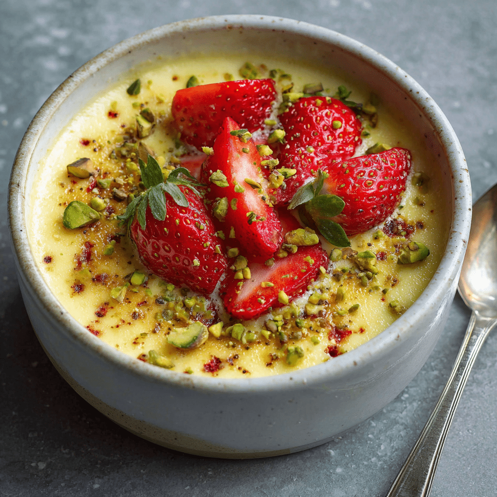 Baked Strawberry Pistachio Breakfast Custard Recipe - Recipe Image