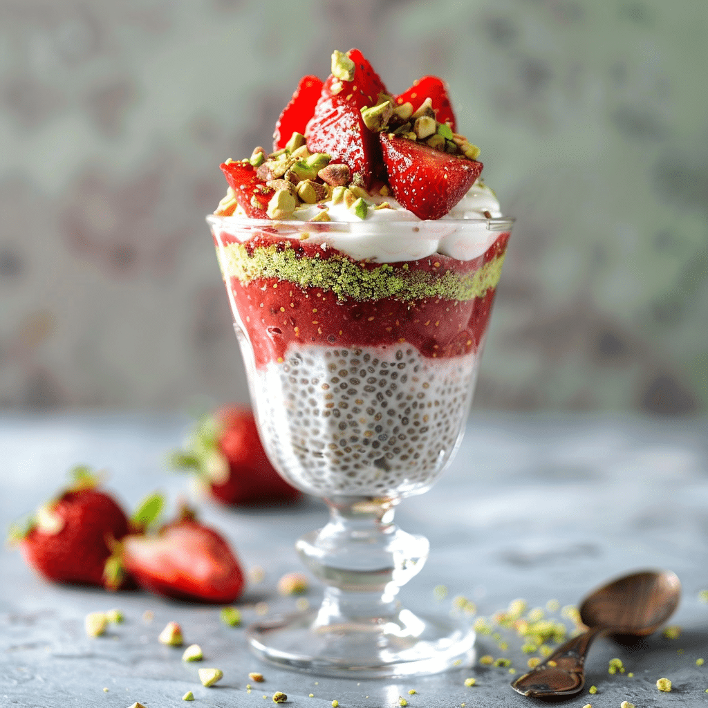 Pistachio Strawberry Chia Parfait Recipe - Recipe Image