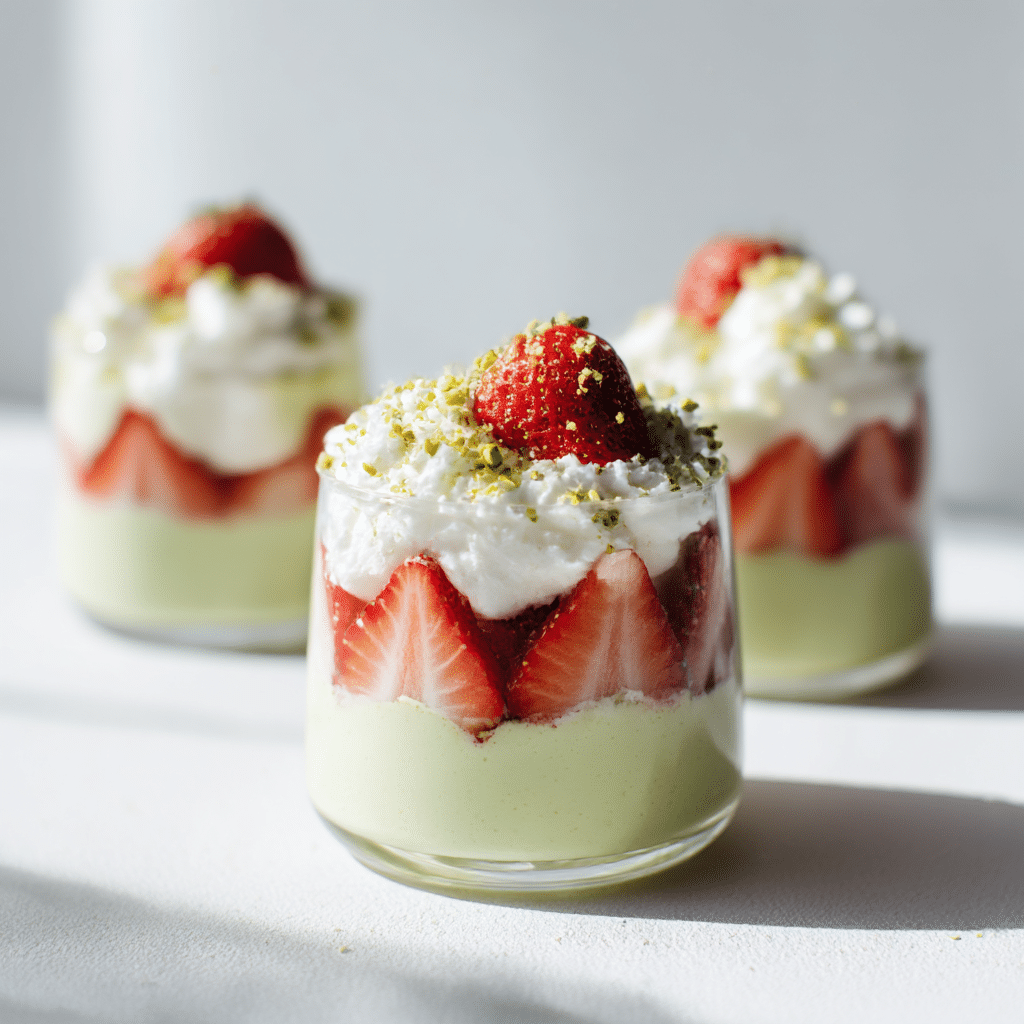 Pistachio Strawberry Cream Dessert Cups Recipe - Recipe Image