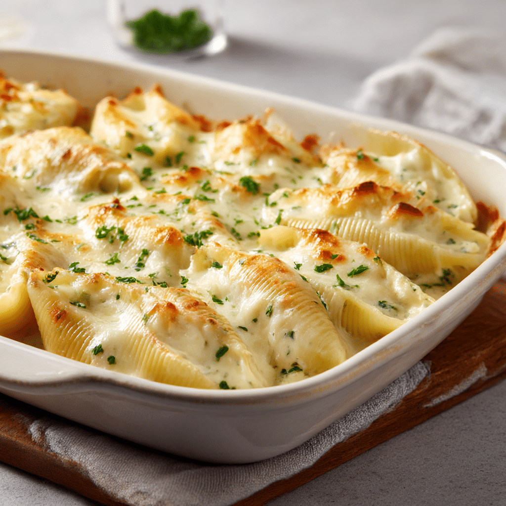 Creamy Chicken Alfredo Stuffed Shells Recipe - Recipe Image