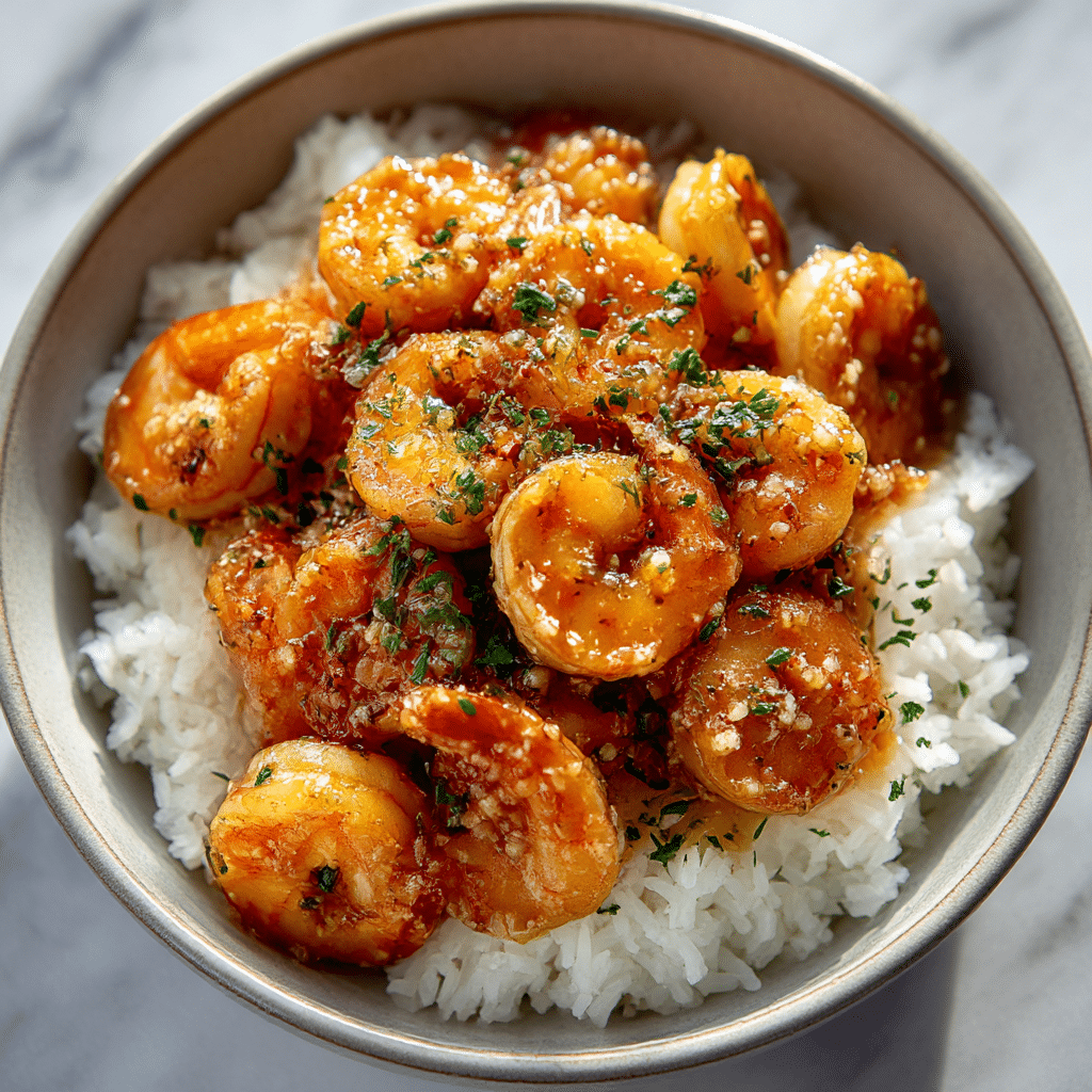 Garlic Butter Shrimp Rice Bowl Recipe - Recipe Image