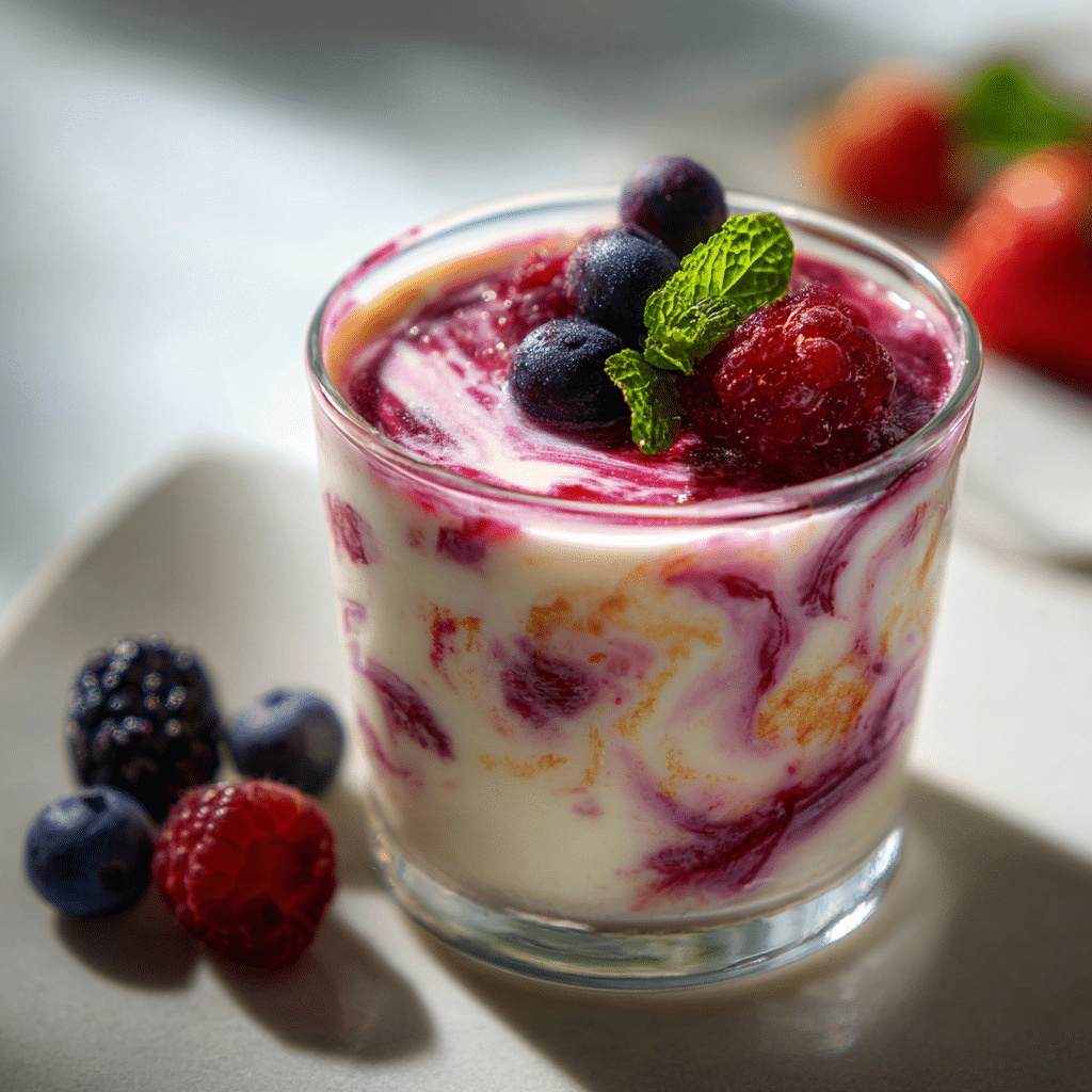 Vanilla Berry Milk Pudding: Soft Creamy Delight Recipe - Recipe Image