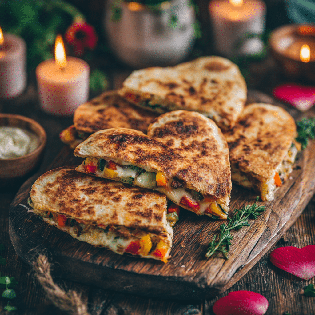 Heart-Shaped Veggie Quesadillas: Quick Romantic Snack Recipe - Recipe Image